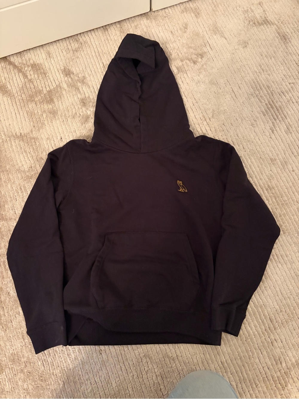 OVO Black Hooded Kids Sweater with Small Gold Emblem